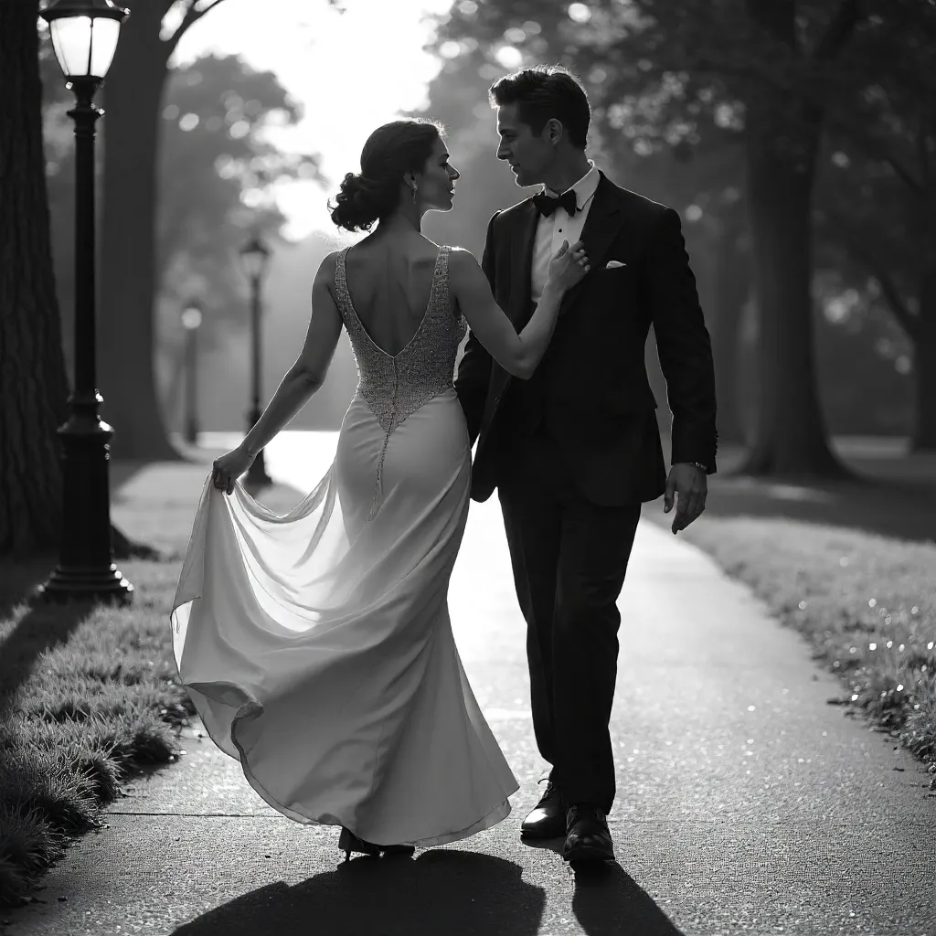 Timeless Outdoor Waltz in Monochrome
