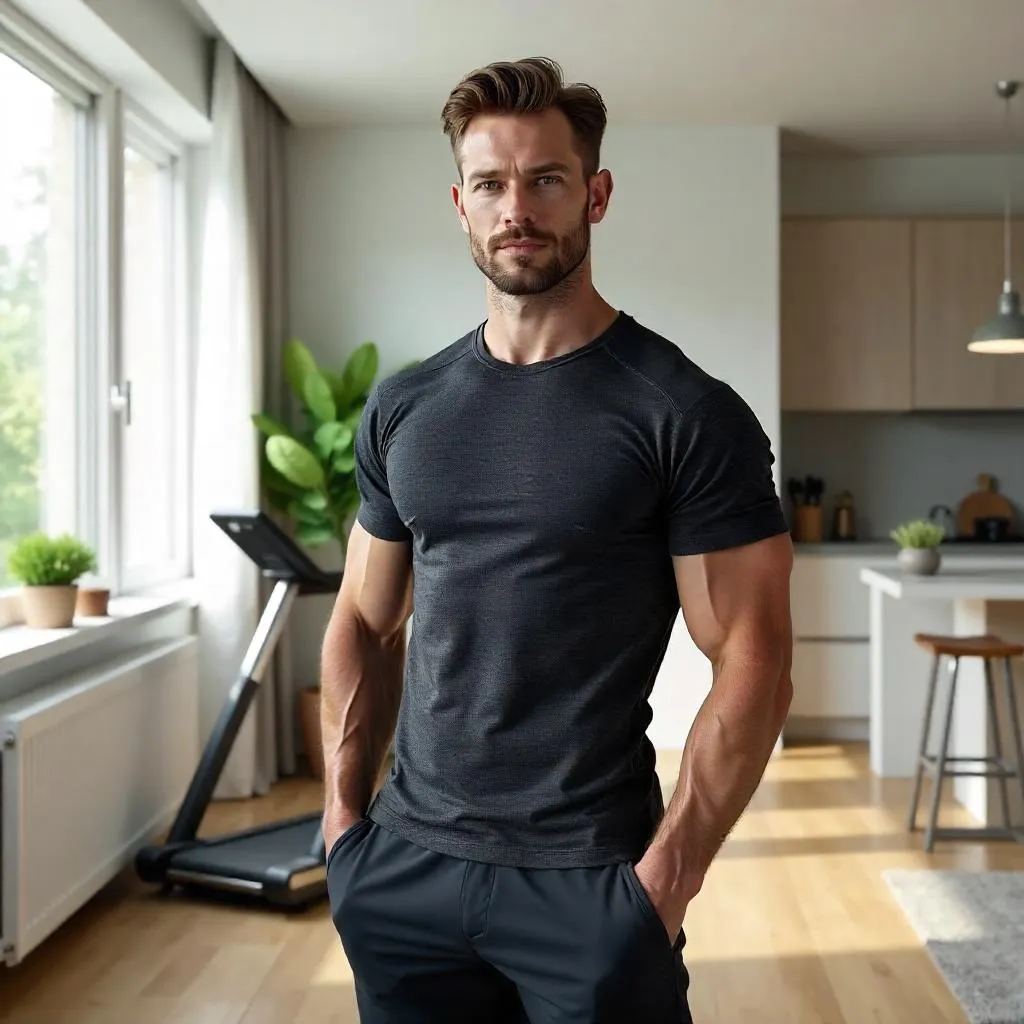 Photorealistic Athletic Man in Modern Apartment