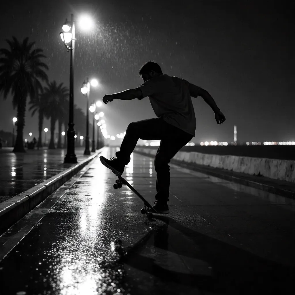 Noir Night Skateboarding in Praia Grande