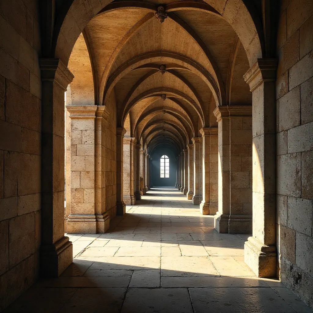 Timeless Stone Arches in a Historic Corridor