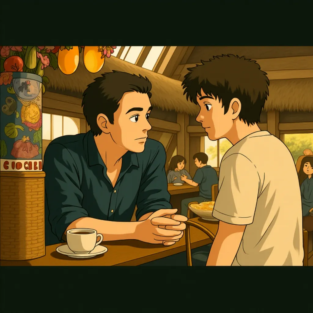 Jake Gyllenhaal and Lukas Gage in Road House (2024) - Ghibli style
