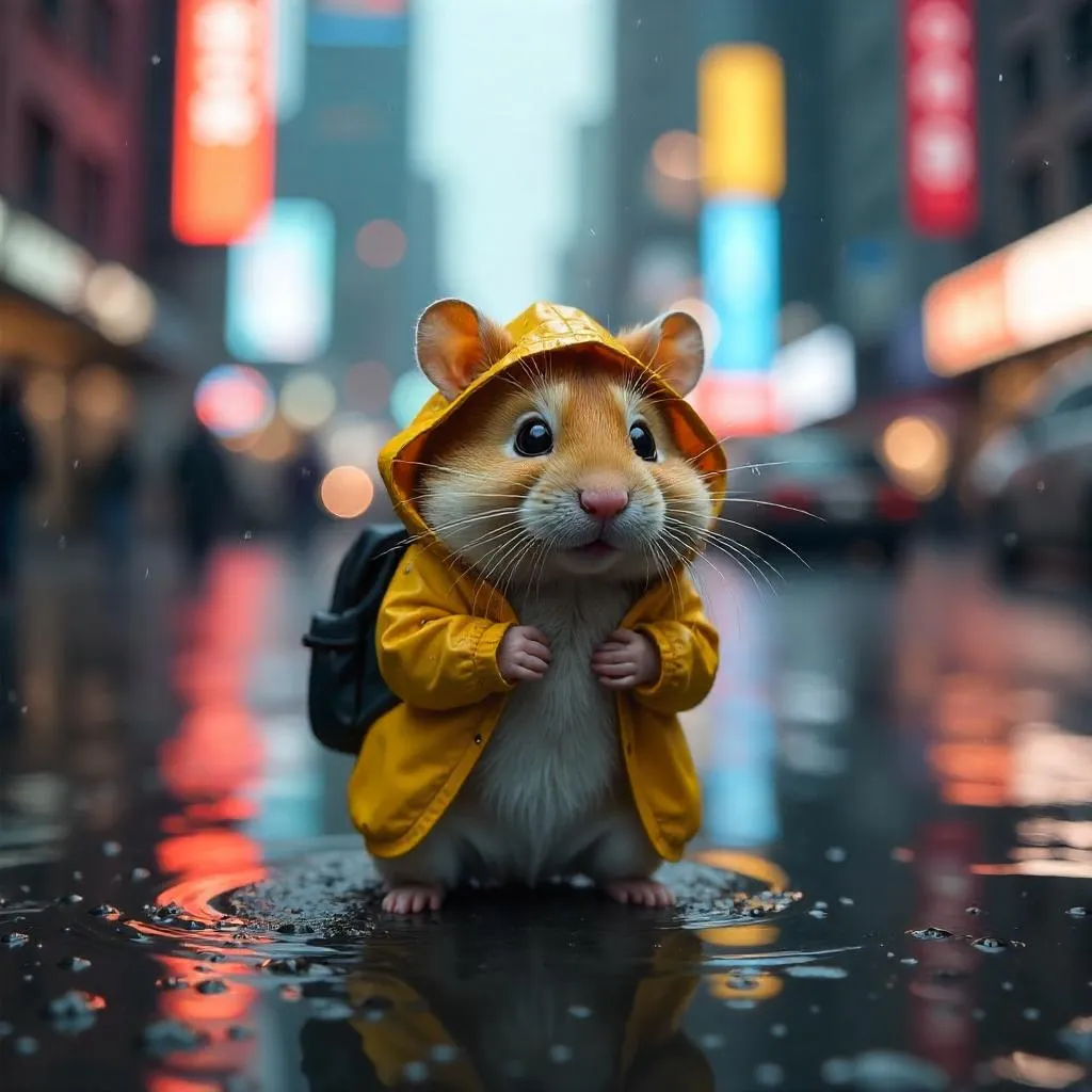 Photorealistic Hamster in a Flooded City