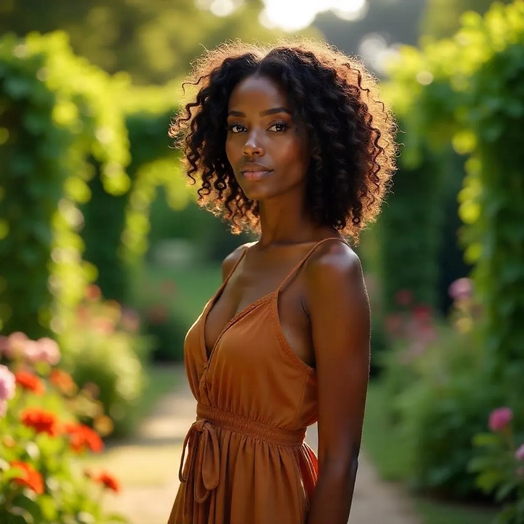 Garden Portrait of a Beautiful Black Woman