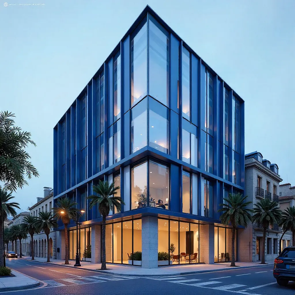 Blue Modern Facade of Barcelona