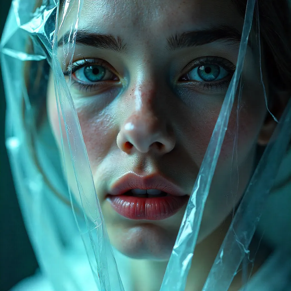 Through Crinkled Plastic: A Surreal Portrait