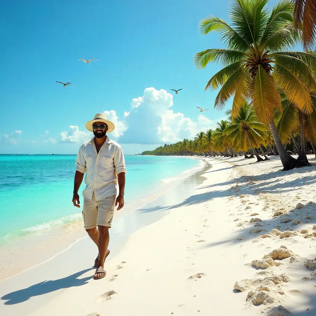 Strolling on Zanzibar's Pristine Beach Under a Clear Sky