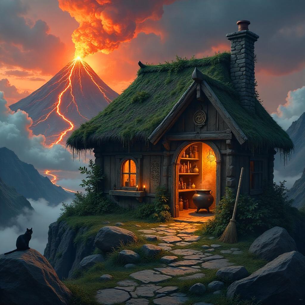 Volcanic Witch Hut Concept Art