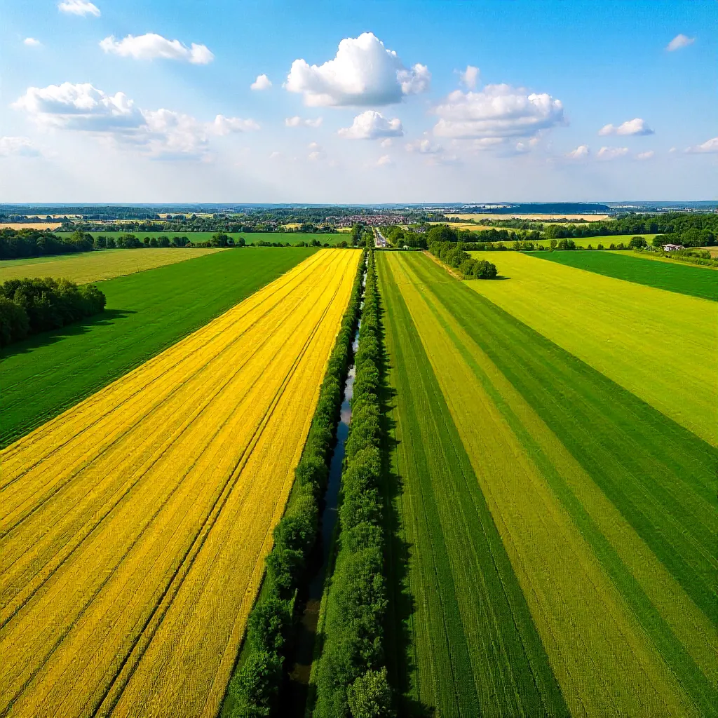 Spring Aerial: Striped Polish Farmlands in Bloom