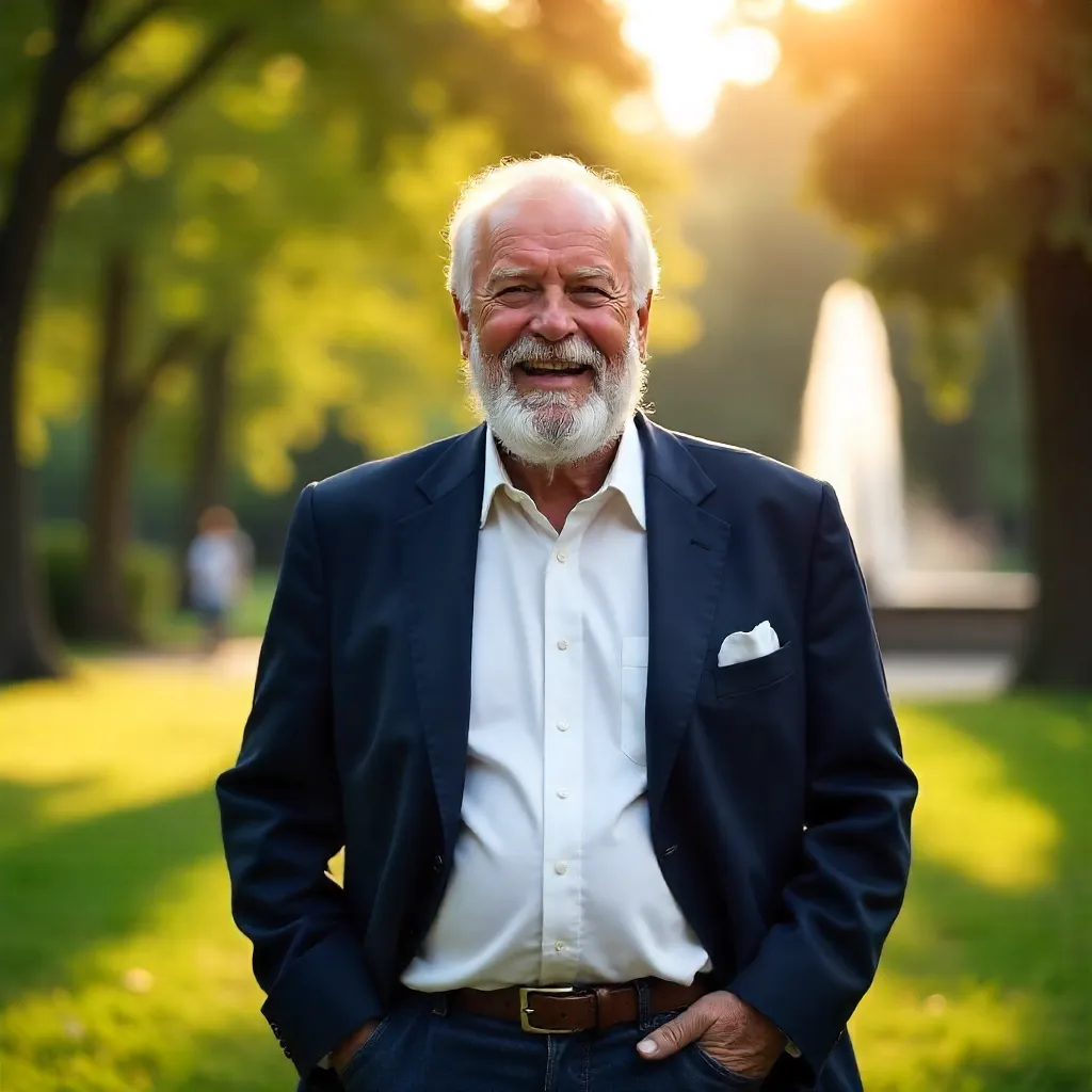 Charismatic Elderly Gentleman Outdoors