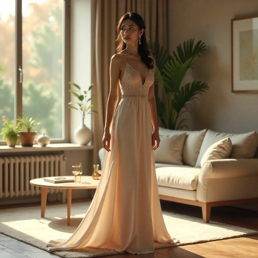 Elegant Asian Woman in a Living Room - Concept Art