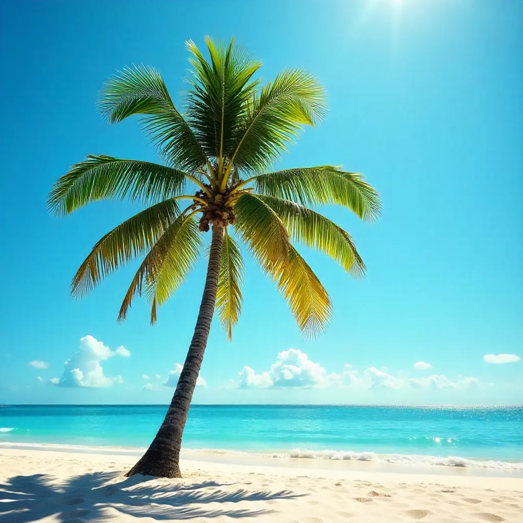 Lone Palm Under a Brilliant Tropical Sky