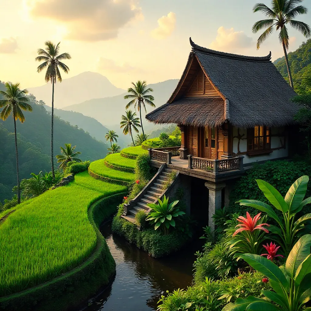 Enchanting Balinese House Amid Lush Rice Terraces