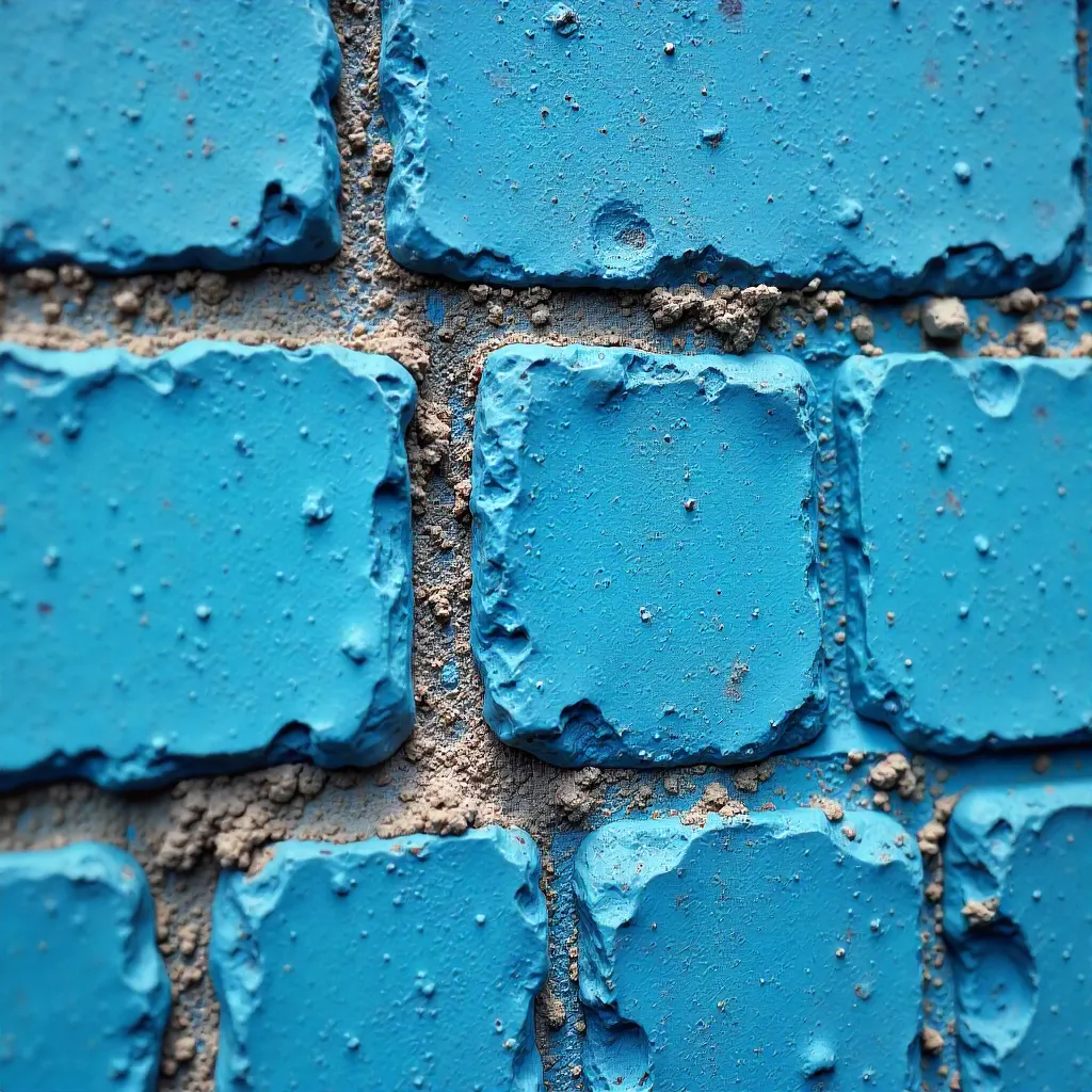 Close-Up of a Textured Blue Brick Wall with Shadow Highlights