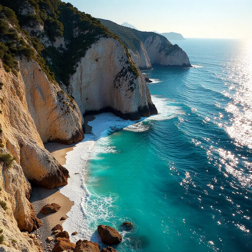 Aerial Frontier: Rocky Coastline Meets Mediterranean Sea