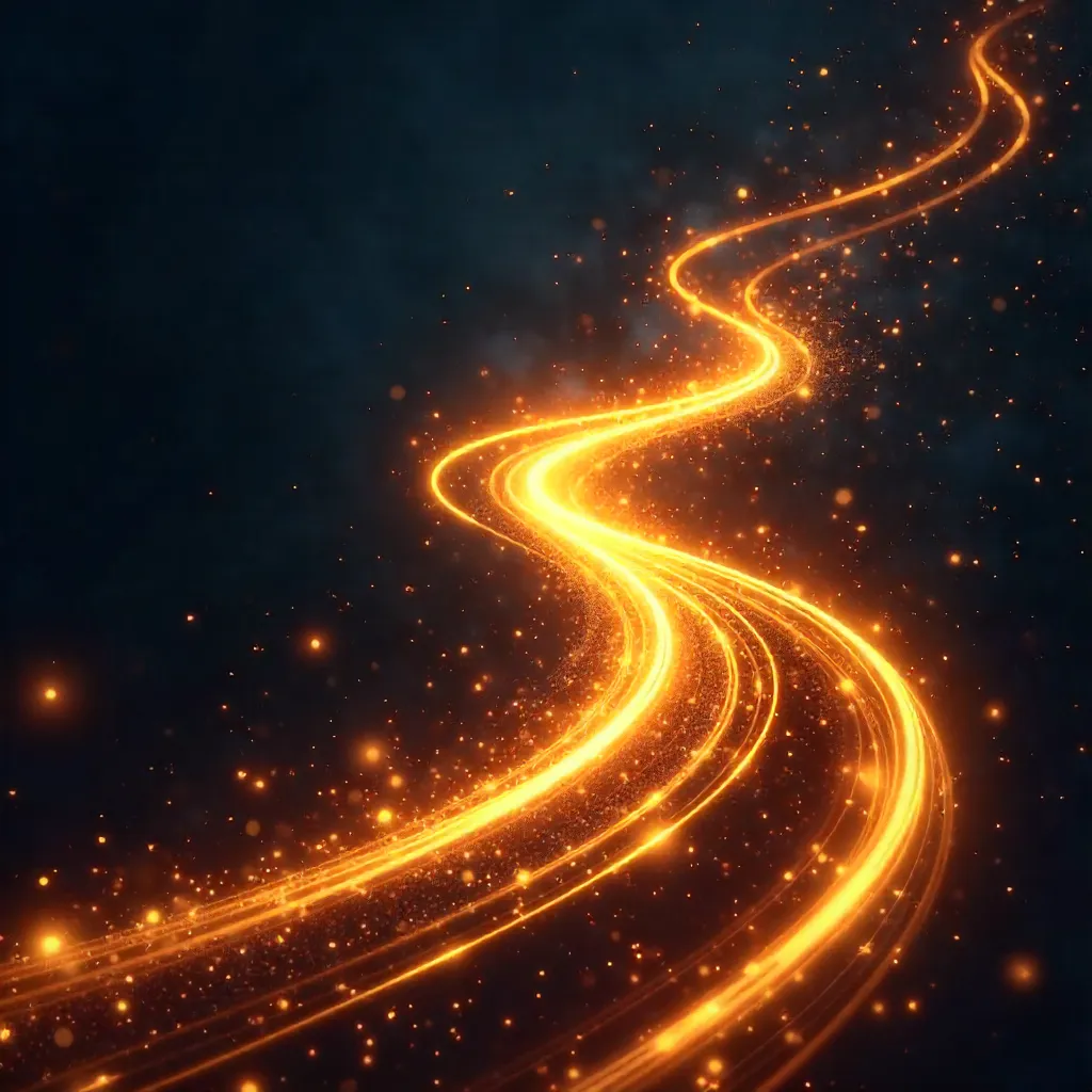 Swirling Golden Light Trails in Dark Velvet