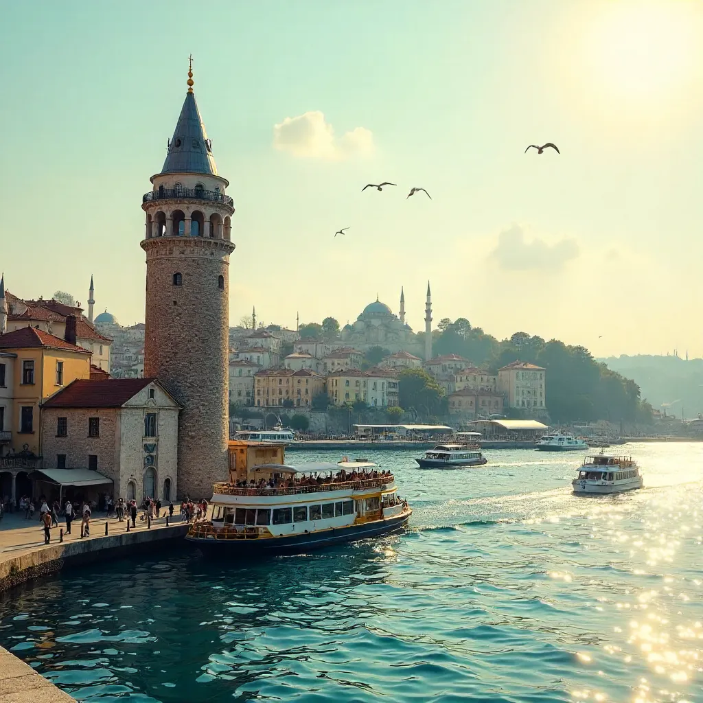 Galata Tower Over the Bosphorus: Istanbul's Colorful Skyline
