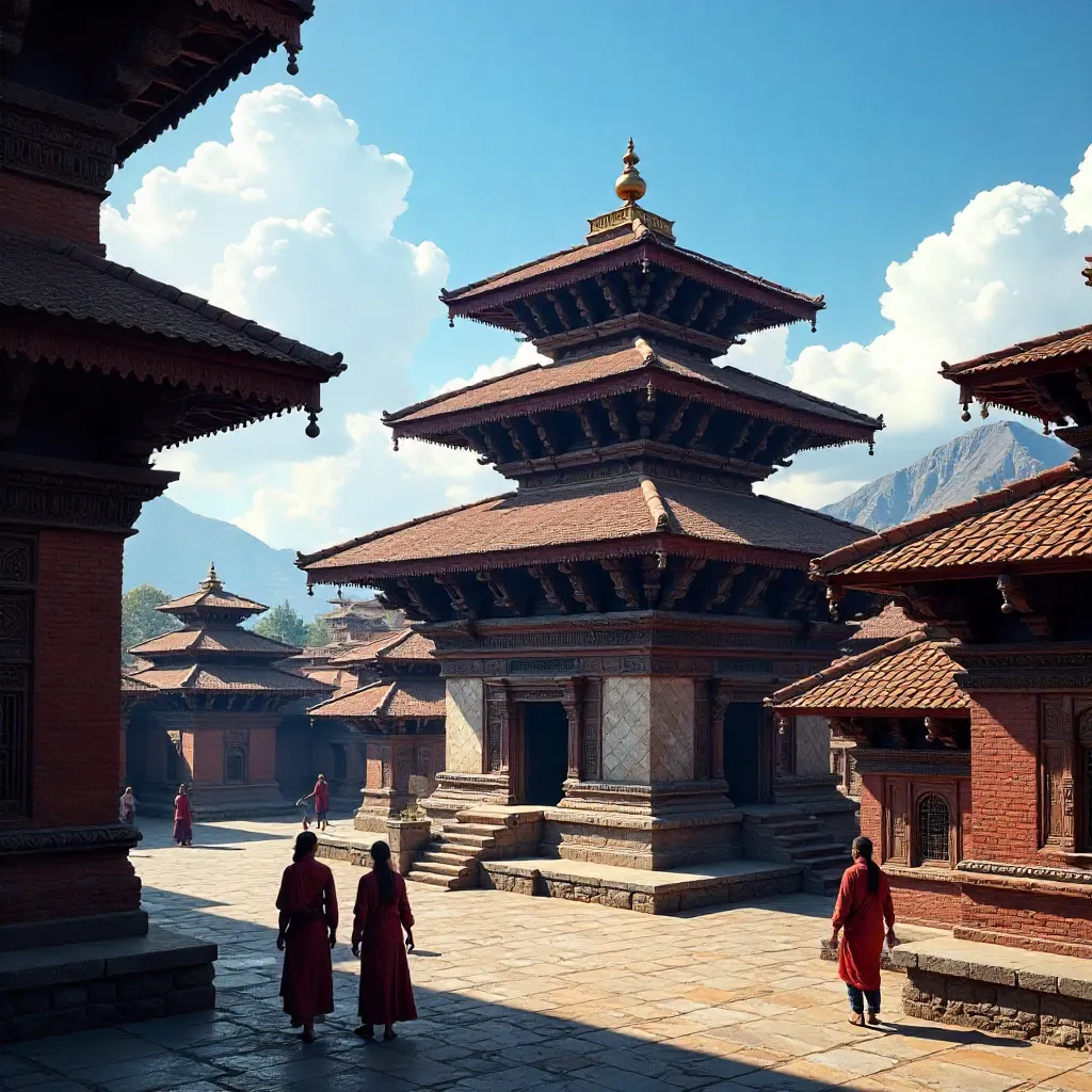Daylight Glory of Patan's Historic Temple Architecture