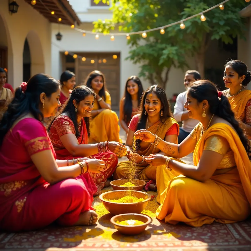 Joyful Haldi Ceremony at a Vibrant Indian Wedding