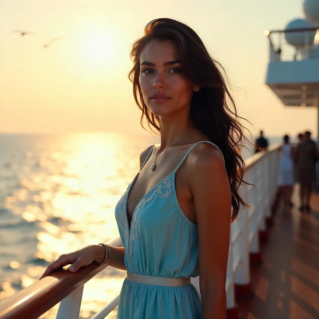 Sunlit Portrait on a Cruise Ship Deck