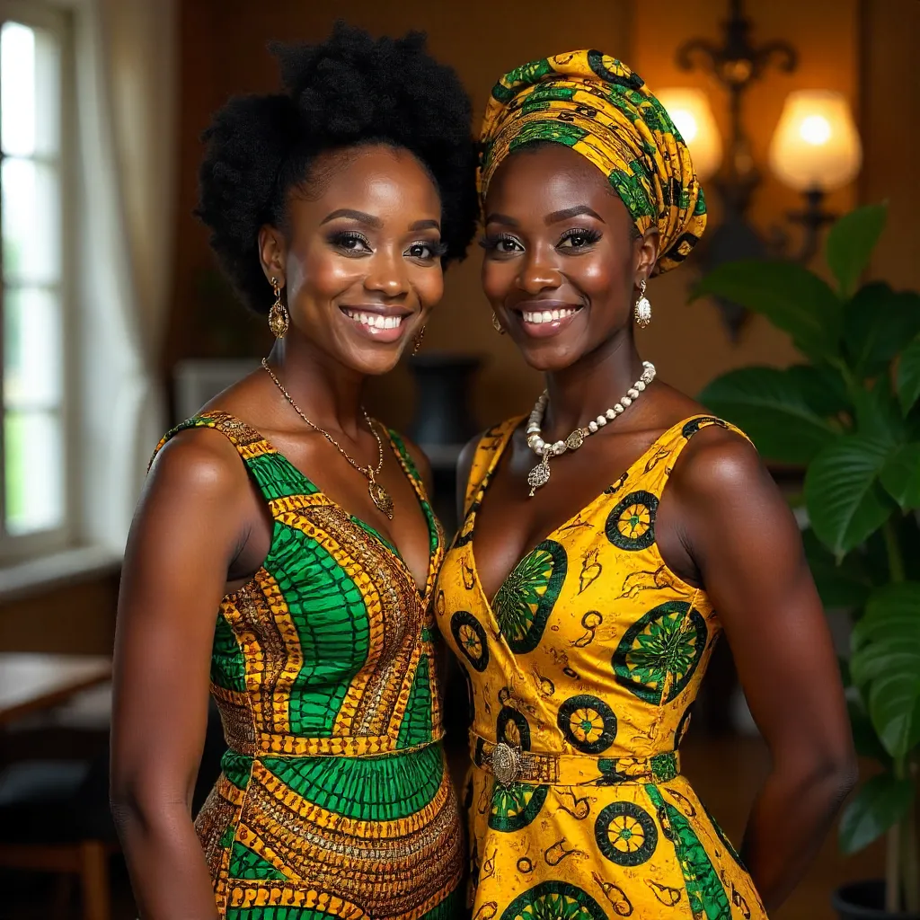 Elegant Duo in Vibrant African Attire