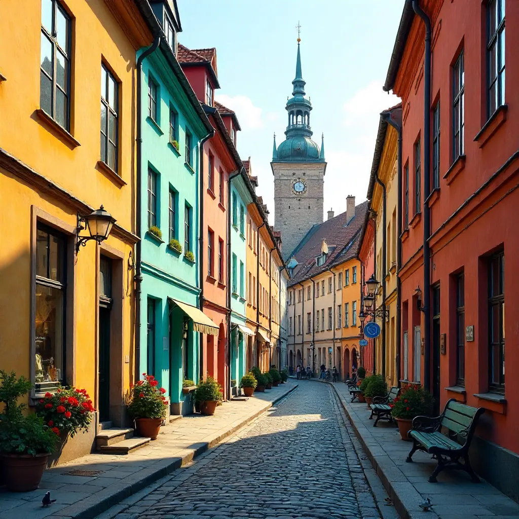 Vivid Gamla Stan Facades in Golden Hour Light