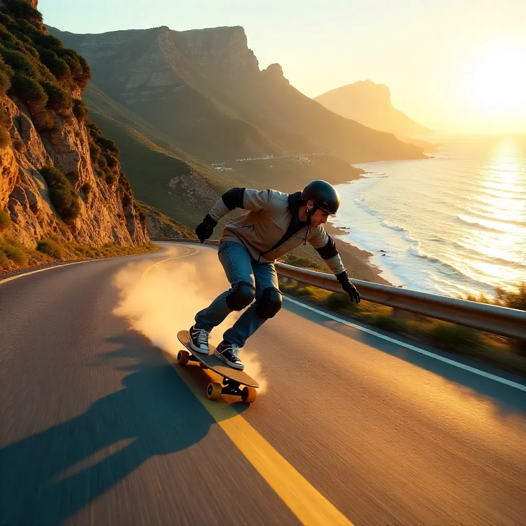 Hairpin Descent: Skateboarder in Cape Town
