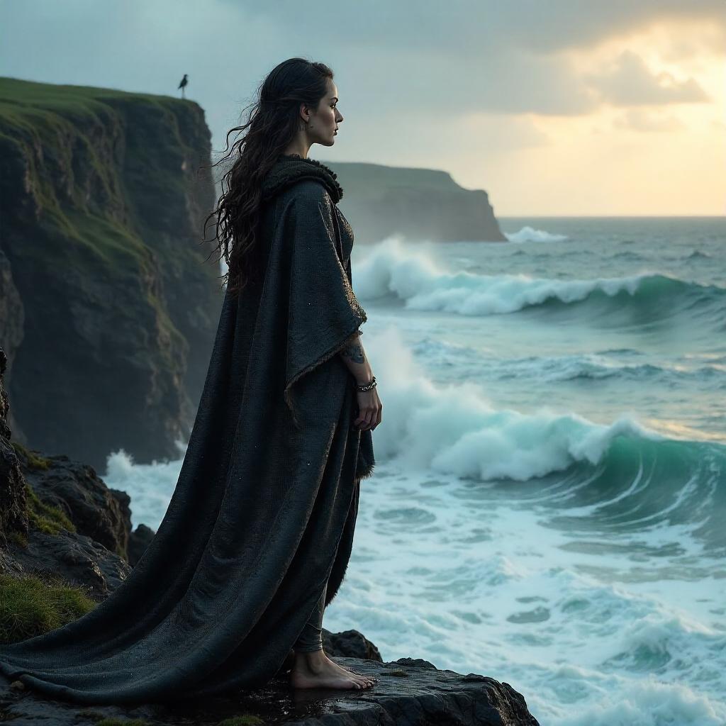 Selkie on a Wind-Swept Cliff Edge