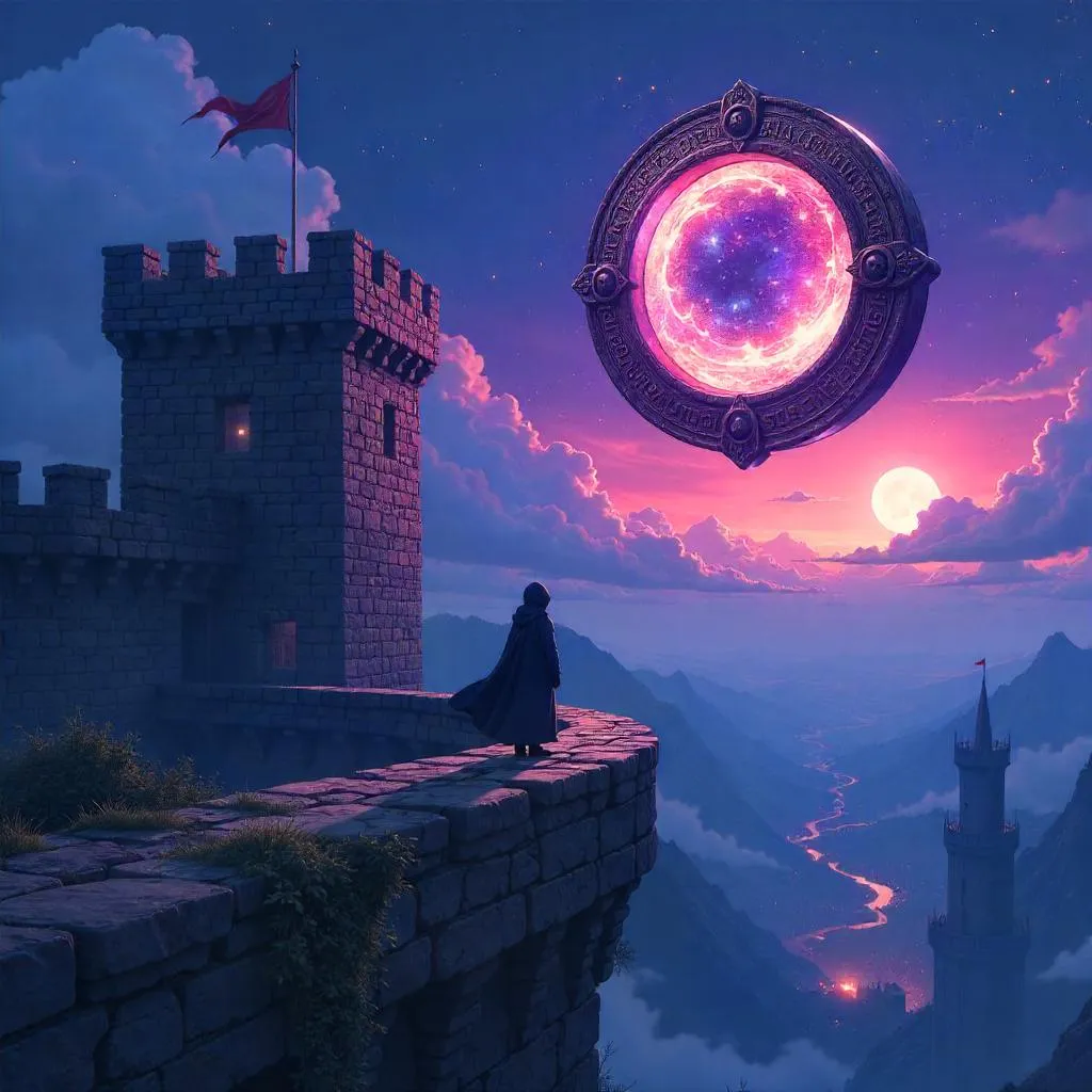 Dimensional Key on Castle Battlements (Anime Style)