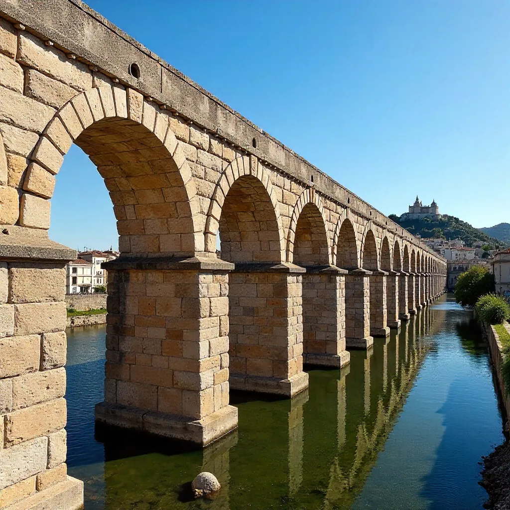 Segovia Aqueduct Under a Bright Blue Sky