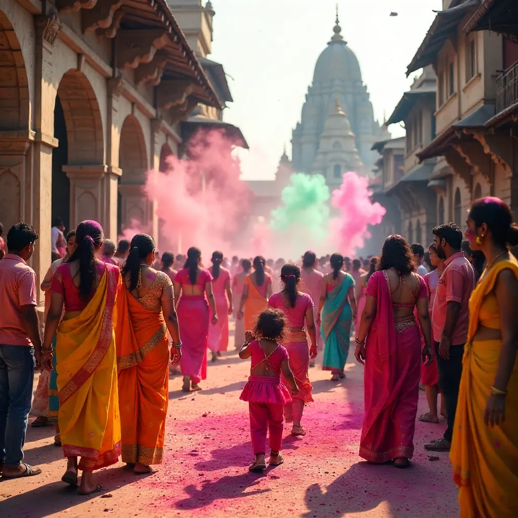 Vibrant Holi in Vrindavan: Colors in Motion