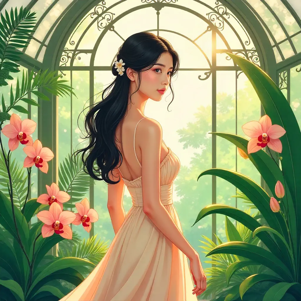 Elegance in Glass: Anime Conservatory Portrait