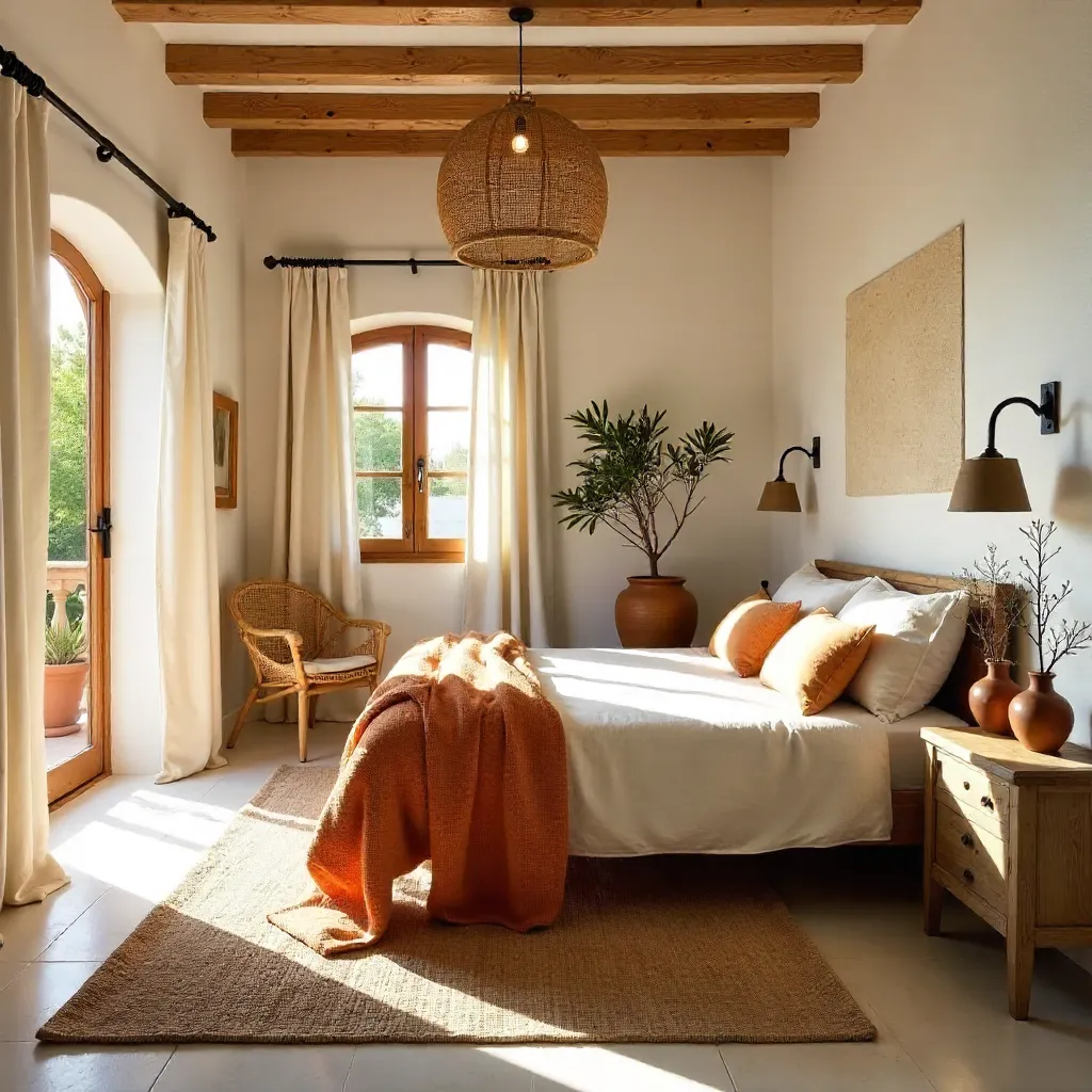 Warm Mediterranean Bedroom with Natural Elements