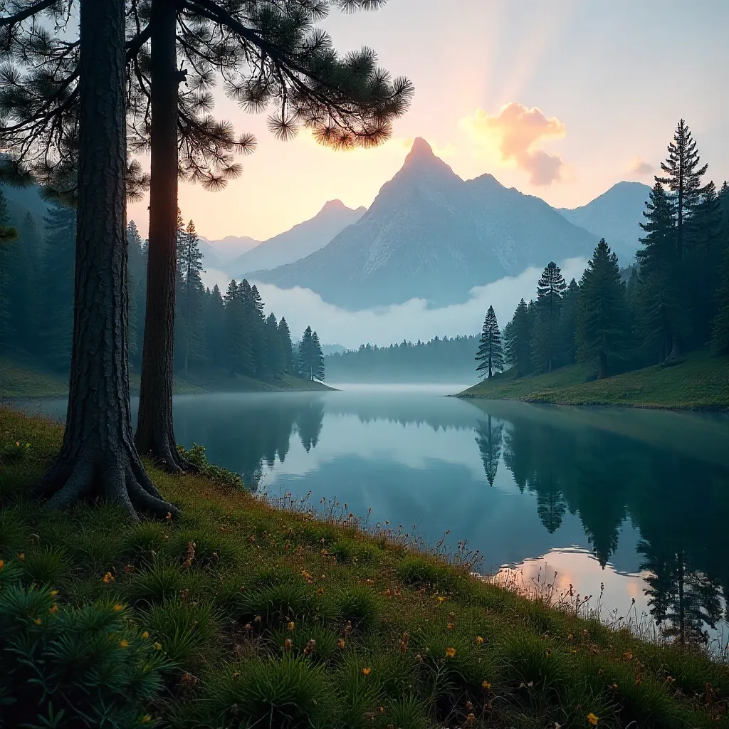 Mist-Kissed Slovak Mountains at Dawn
