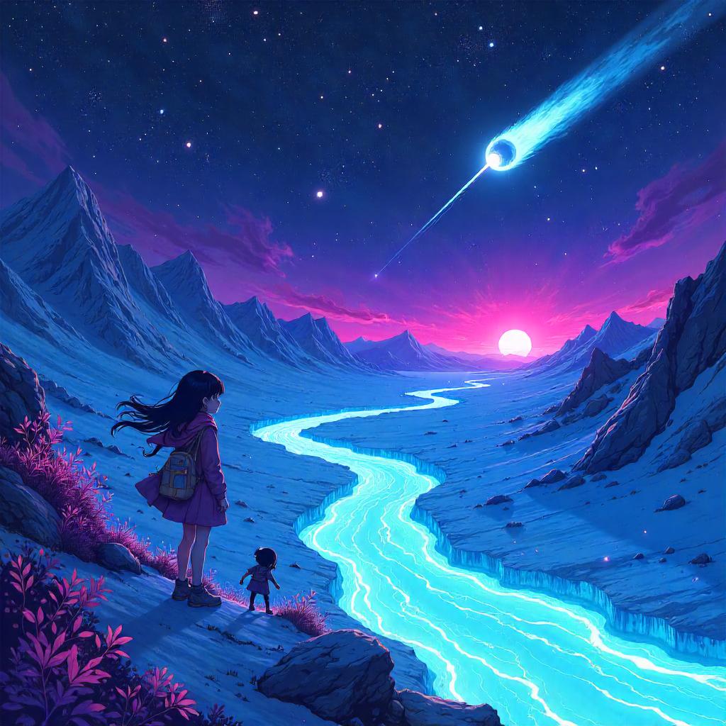 River on a Comet in Anime Style