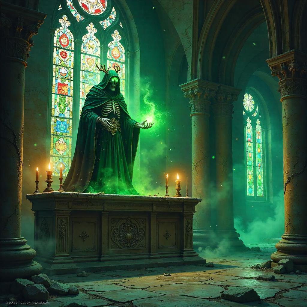 Moonlit Lich in a Decayed Chapel - Digital Painting