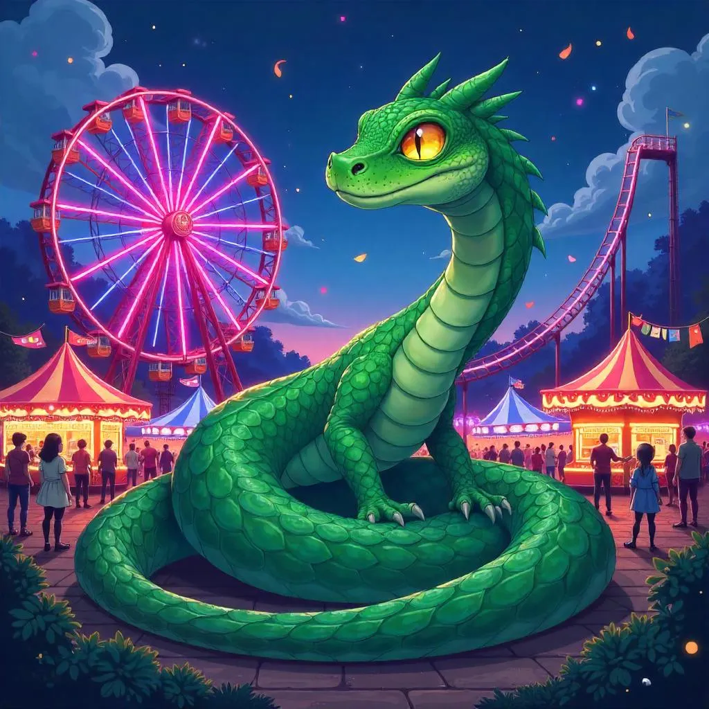 Neon Basilisk at a Dream Amusement Park