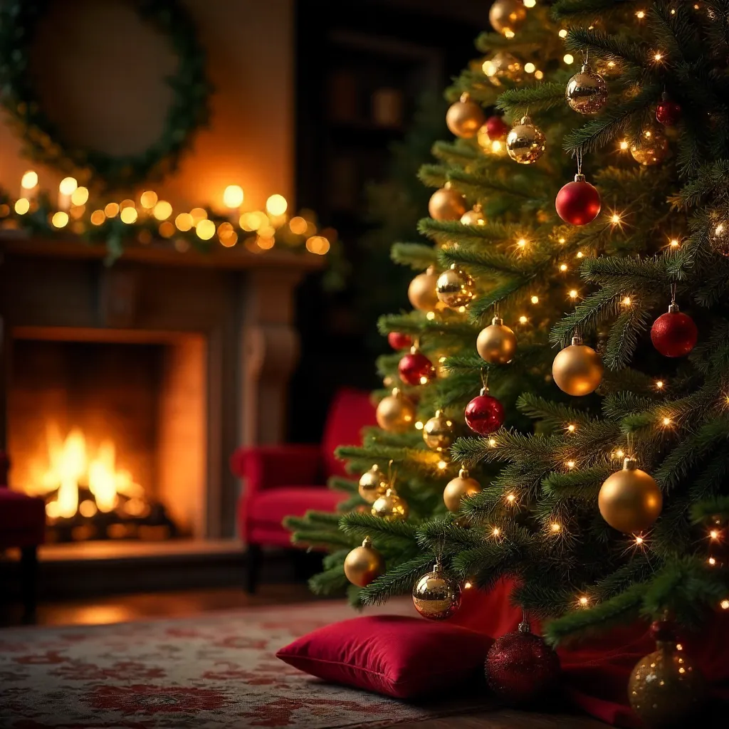 Elegant Bokeh Christmas Tree with Warm Festive Lights
