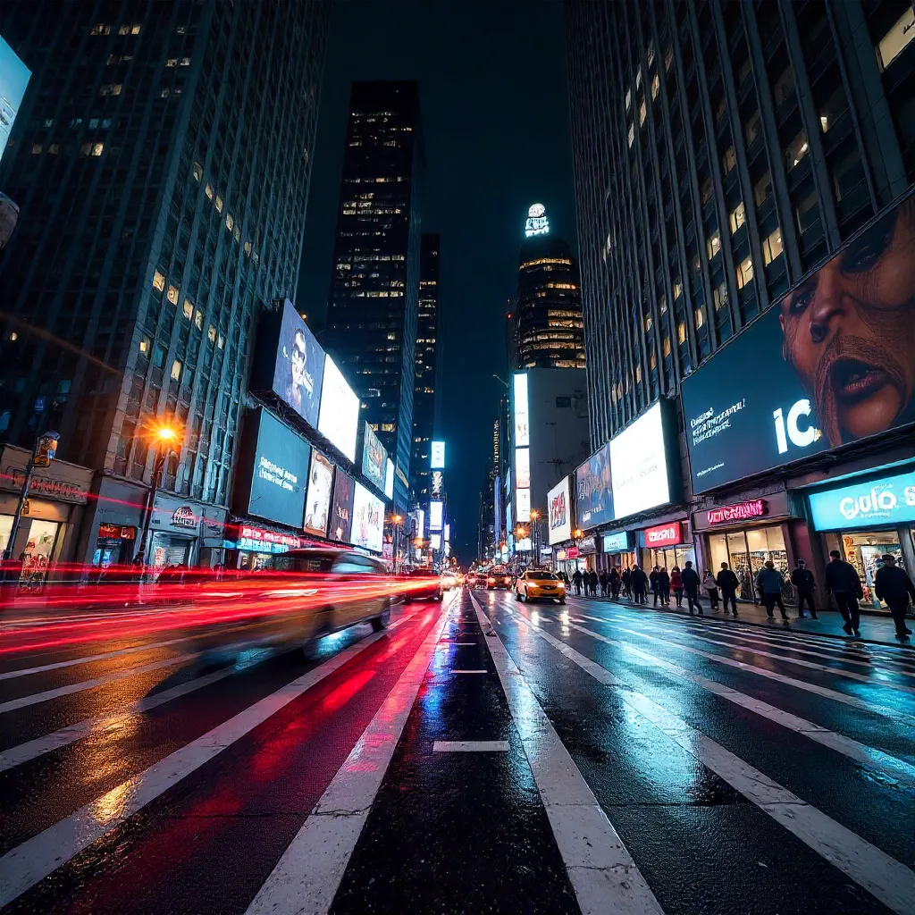 Motion at Neon City Intersection