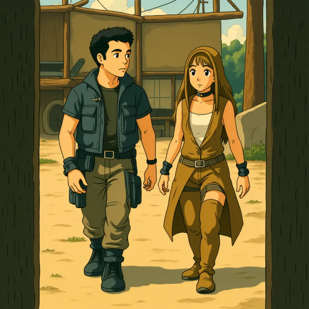 Milla Jovovich and Oded Fehr in Resident Evil: Extinction (2007) - Anime style