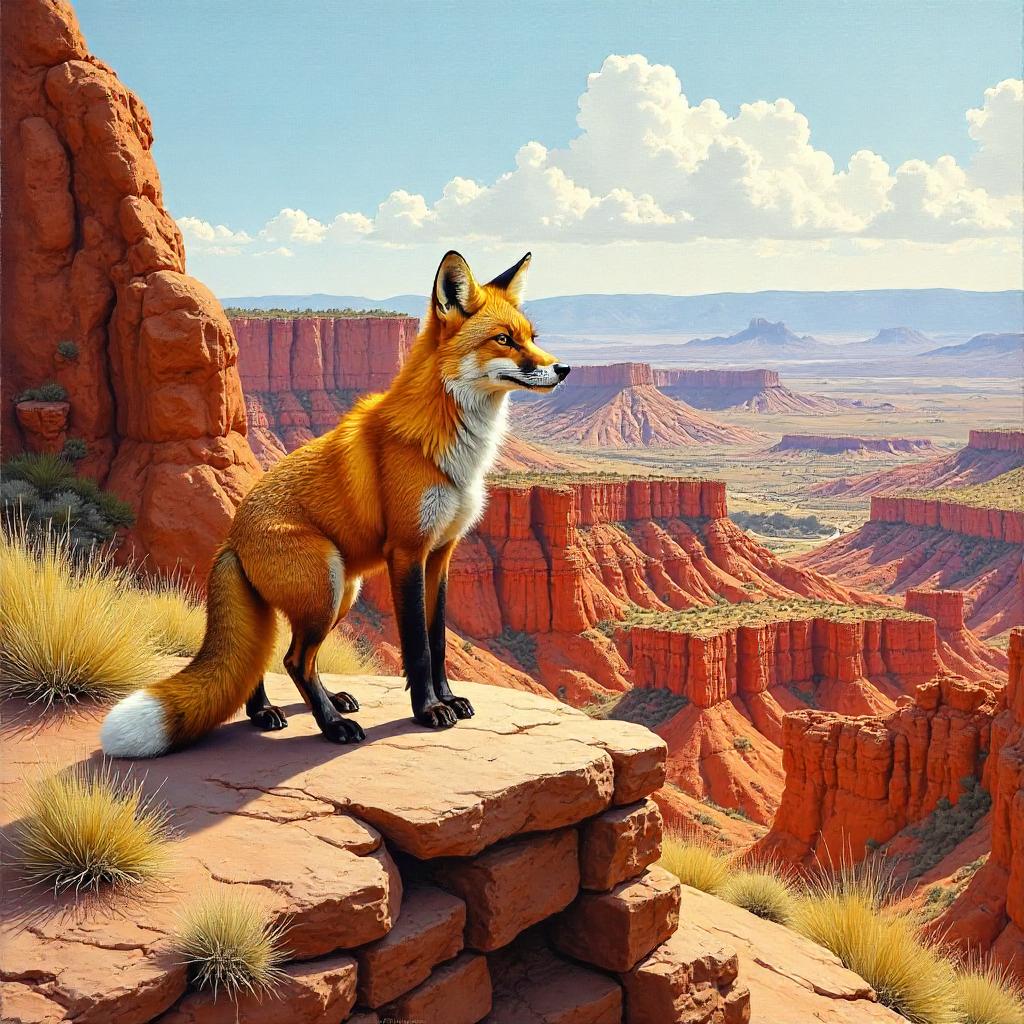 Fox in the Badlands: An Oil Painting