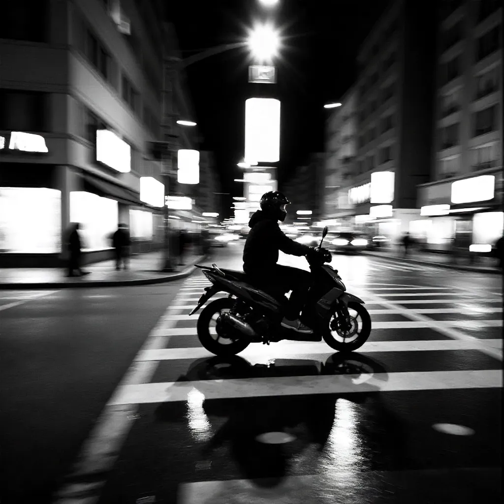 Urban Mono Motion: Blurred Motorcycle Crossing