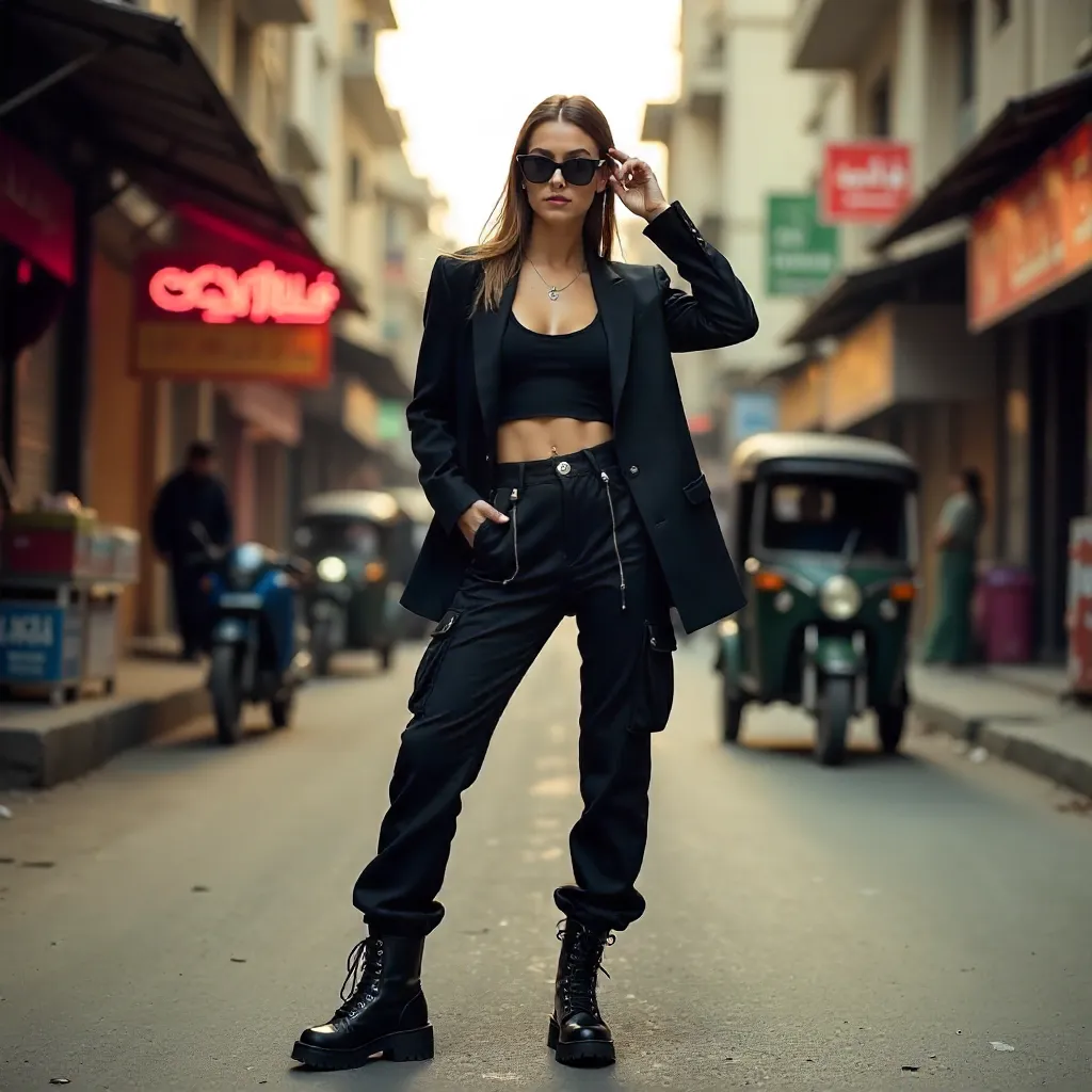 Black Streetwear Elegance on Karachi Streets