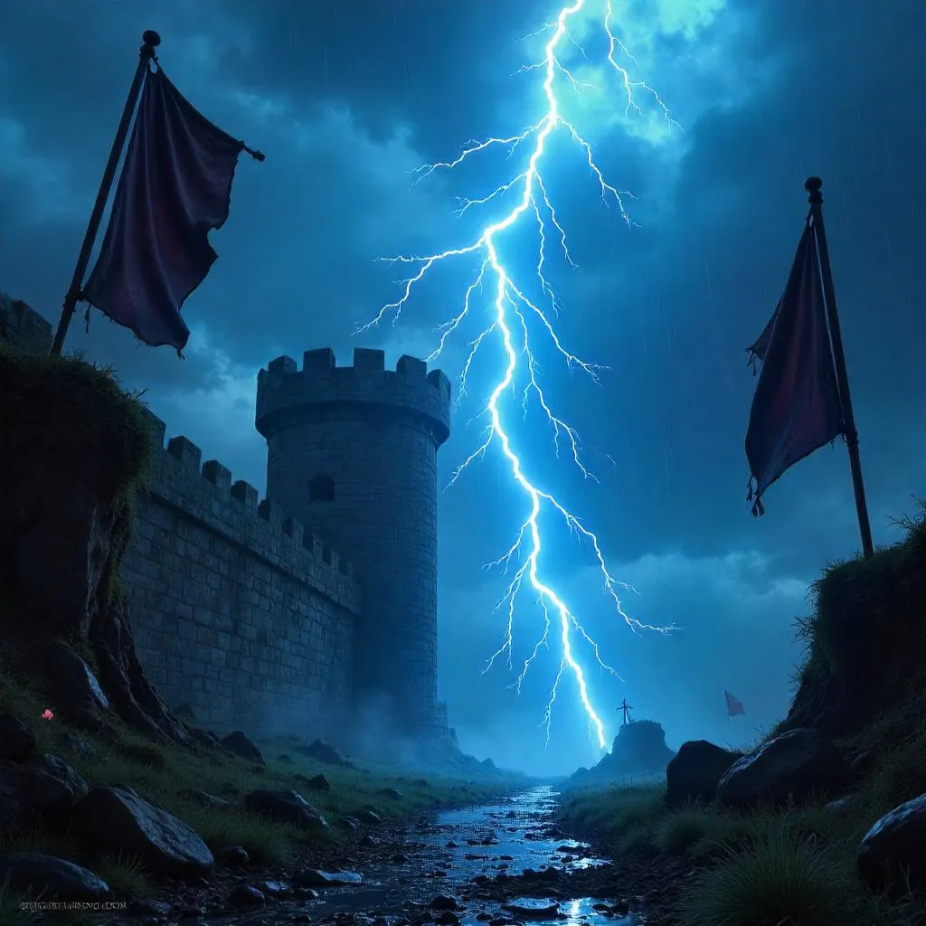 Cinematic 3D Lightning in a Video Game Render