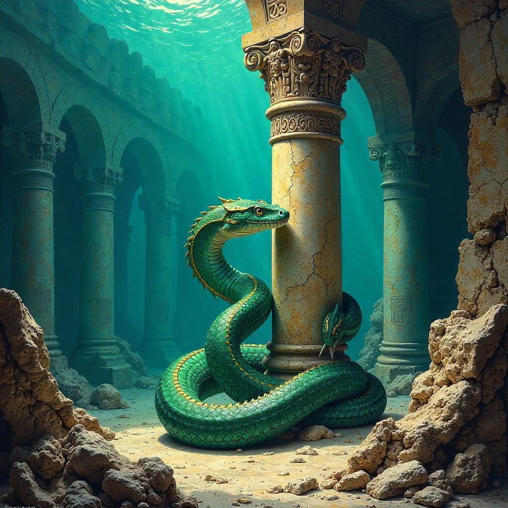 Serpent of Atlantis in an Oil Painting