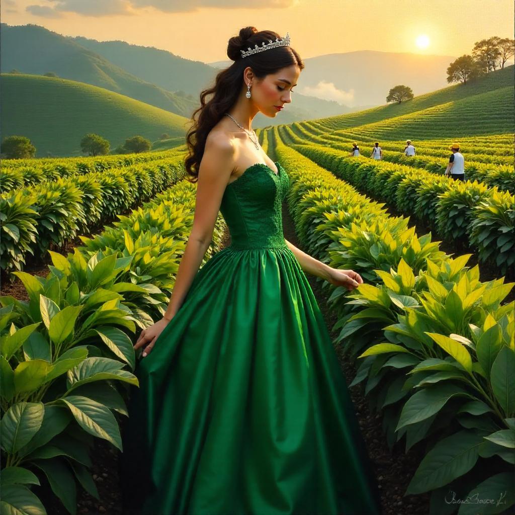 Princess in a Tea Plantation — Oil Painting