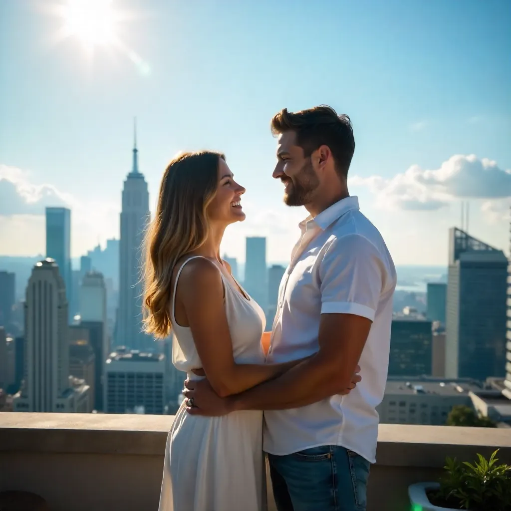 Sunlit Embrace Over the City Skyline