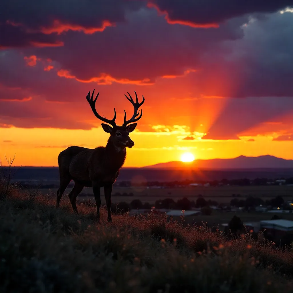 Deer Silhouette Beneath a Dramatic Colorado Sunrise