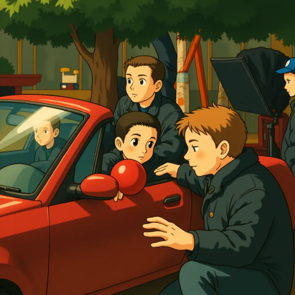 Paul Dano, Joseph Gordon-Levitt, and Rian Johnson in Looper (2012) - Anime style