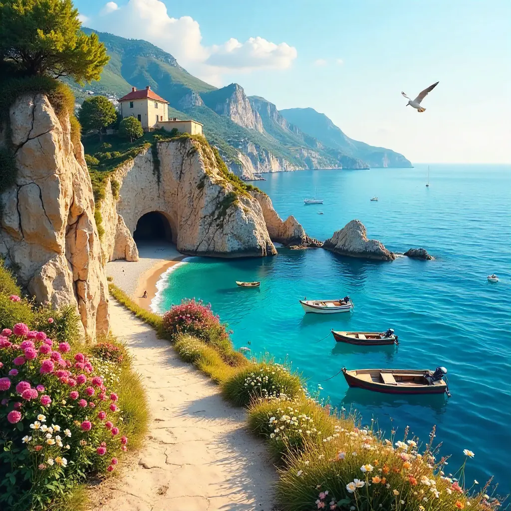 Idyllic Cliffside Path Over Clear Blue Waters