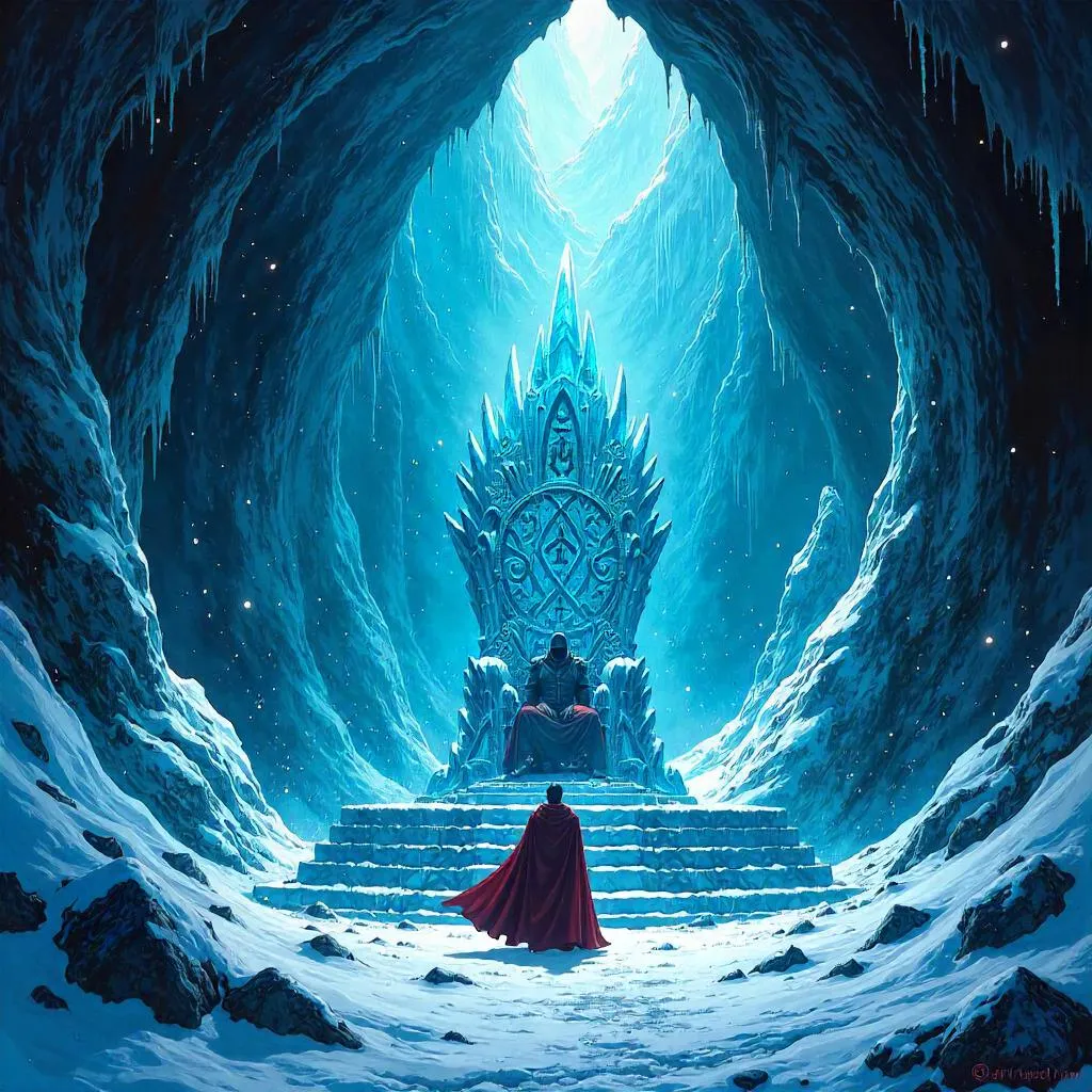 Throne of Ice in a Comic Ice Cave